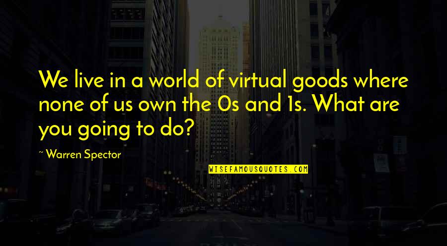 Virtual World Quotes By Warren Spector: We live in a world of virtual goods Virtual World Quotes By Warren Spector: We live in a world of virtual goods