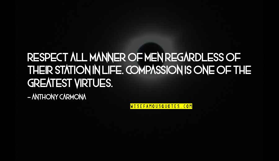 Virtues In Life Quotes By Anthony Carmona: Respect all manner of men regardless of their
