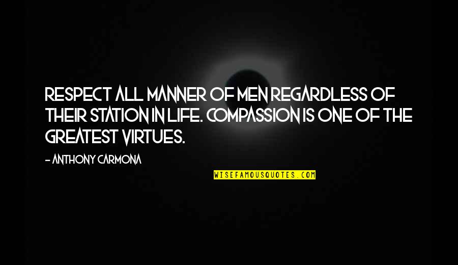 Virtues In Life Quotes By Anthony Carmona: Respect all manner of men regardless of their Virtues In Life Quotes By Anthony Carmona: Respect all manner of men regardless of their