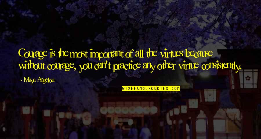 Virtues In Life Quotes By Maya Angelou: Courage is the most important of all the Virtues In Life Quotes By Maya Angelou: Courage is the most important of all the