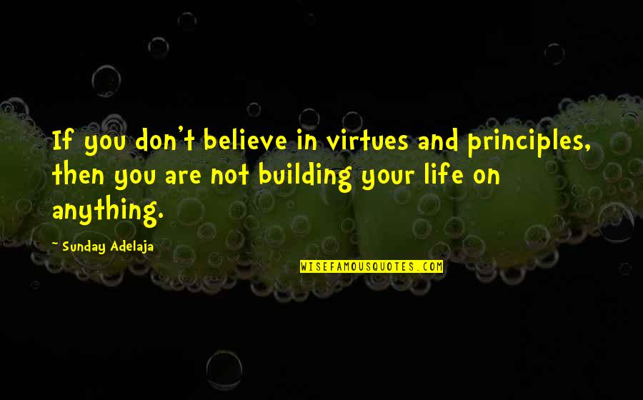 Virtues In Life Quotes By Sunday Adelaja: If you don't believe in virtues and principles, Virtues In Life Quotes By Sunday Adelaja: If you don't believe in virtues and principles,