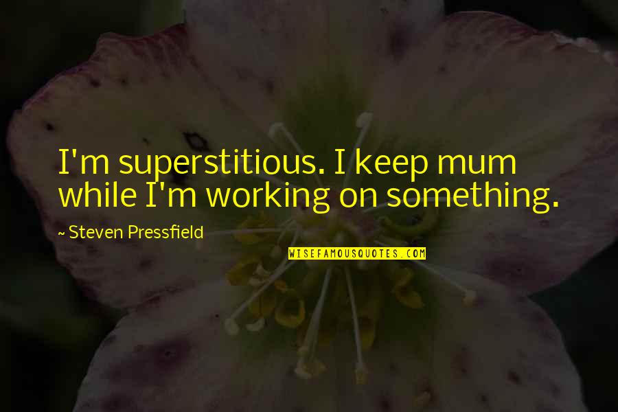 Virtuosas Quotes By Steven Pressfield: I'm superstitious. I keep mum while I'm working