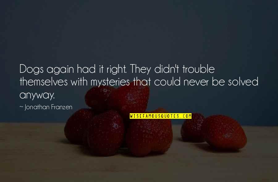 Virus Protection Quotes By Jonathan Franzen: Dogs again had it right. They didn't trouble