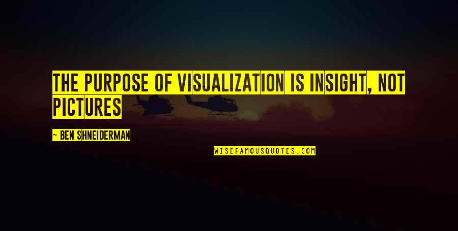 Viscomi Inspection Quotes By Ben Shneiderman: The purpose of visualization is insight, not pictures