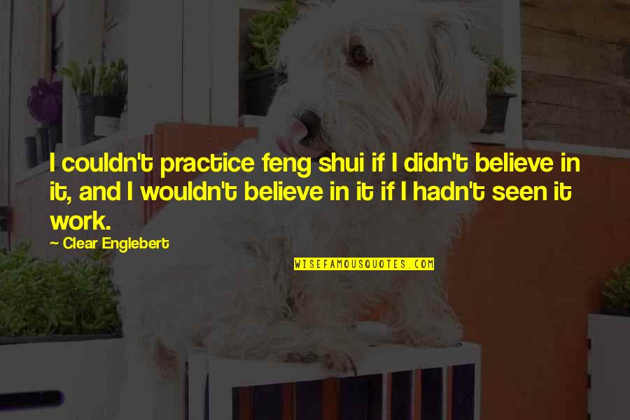 Visele Quotes By Clear Englebert: I couldn't practice feng shui if I didn't Visele Quotes By Clear Englebert: I couldn't practice feng shui if I didn't