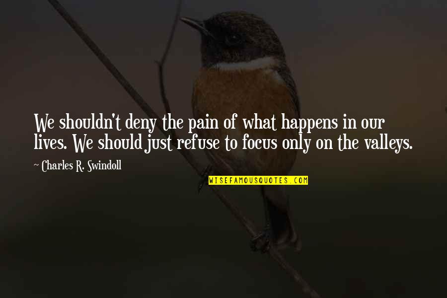 Viseltes Quotes By Charles R. Swindoll: We shouldn't deny the pain of what happens Viseltes Quotes By Charles R. Swindoll: We shouldn't deny the pain of what happens