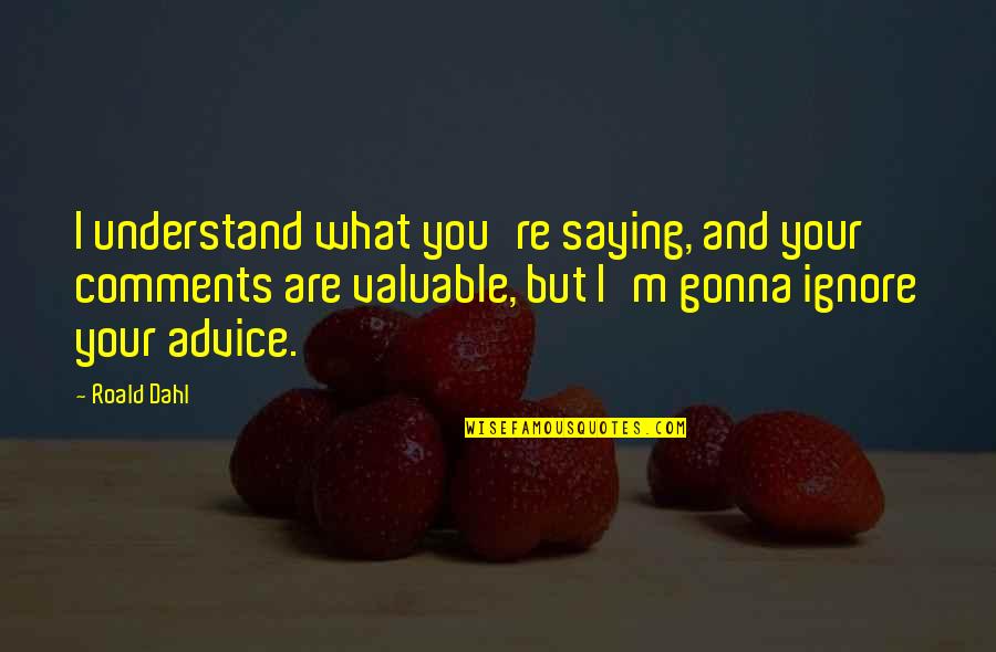 Vishnu Dutt Sharma Quotes By Roald Dahl: I understand what you're saying, and your comments Vishnu Dutt Sharma Quotes By Roald Dahl: I understand what you're saying, and your comments