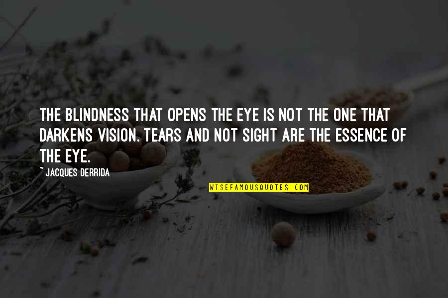 Vision And Sight Quotes By Jacques Derrida: The blindness that opens the eye is not