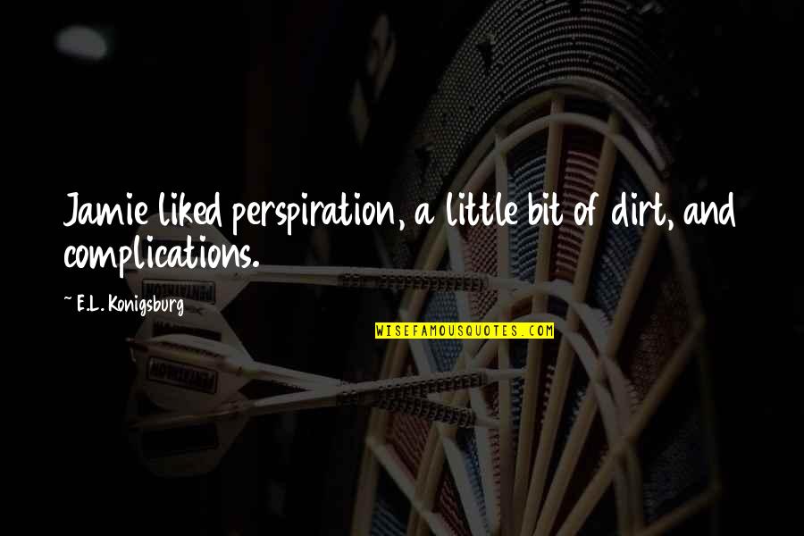 Vision Engraving Quotes By E.L. Konigsburg: Jamie liked perspiration, a little bit of dirt,