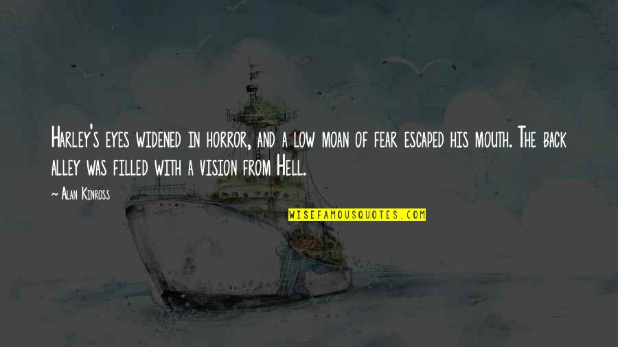 Vision Eyes Quotes By Alan Kinross: Harley's eyes widened in horror, and a low Vision Eyes Quotes By Alan Kinross: Harley's eyes widened in horror, and a low