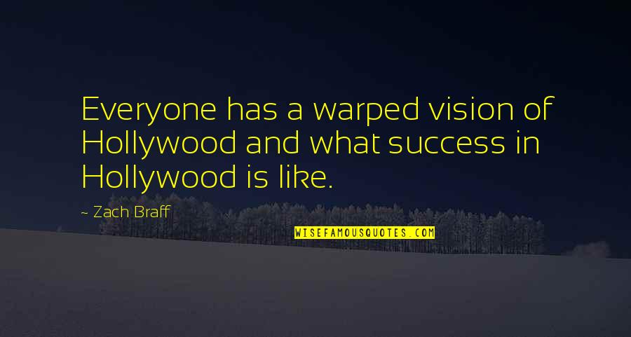 Vision Of Success Quotes By Zach Braff: Everyone has a warped vision of Hollywood and