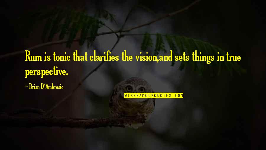 Vision Perspective Quotes By Brian D'Ambrosio: Rum is tonic that clarifies the vision,and sets