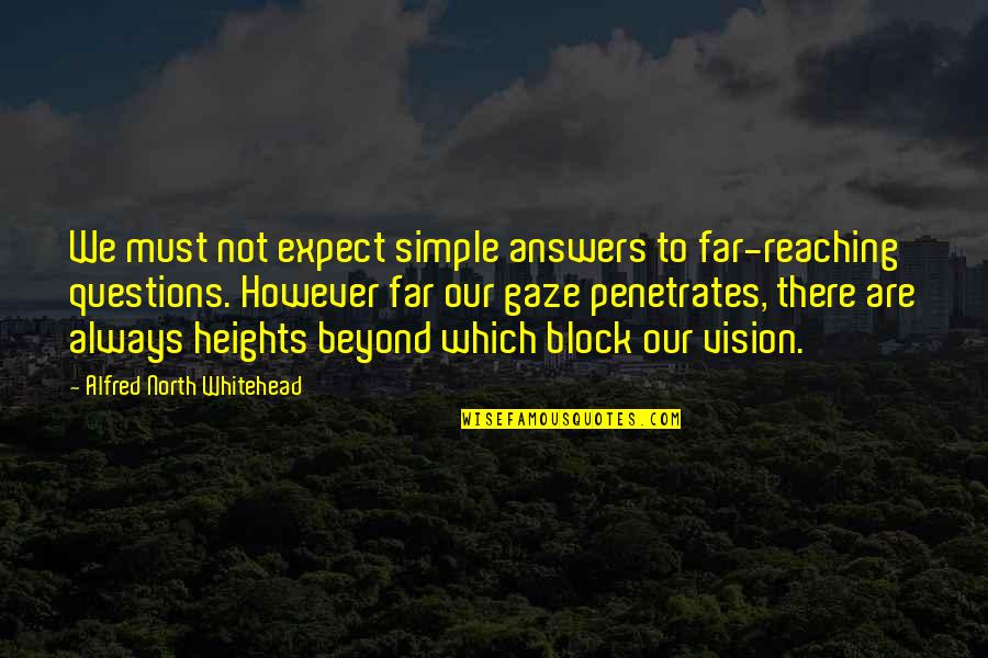 Vision Which Quotes By Alfred North Whitehead: We must not expect simple answers to far-reaching