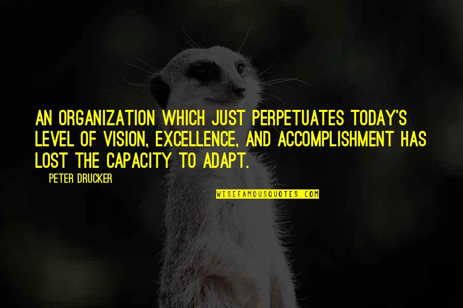 Vision Which Quotes By Peter Drucker: An organization which just perpetuates today's level of