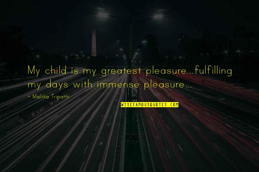 Visiting A Sick Friend Quotes By Mallika Tripathi: My child is my greatest pleasure...fulfilling my days