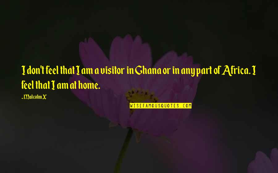 Visitor Quotes By Malcolm X: I don't feel that I am a visitor