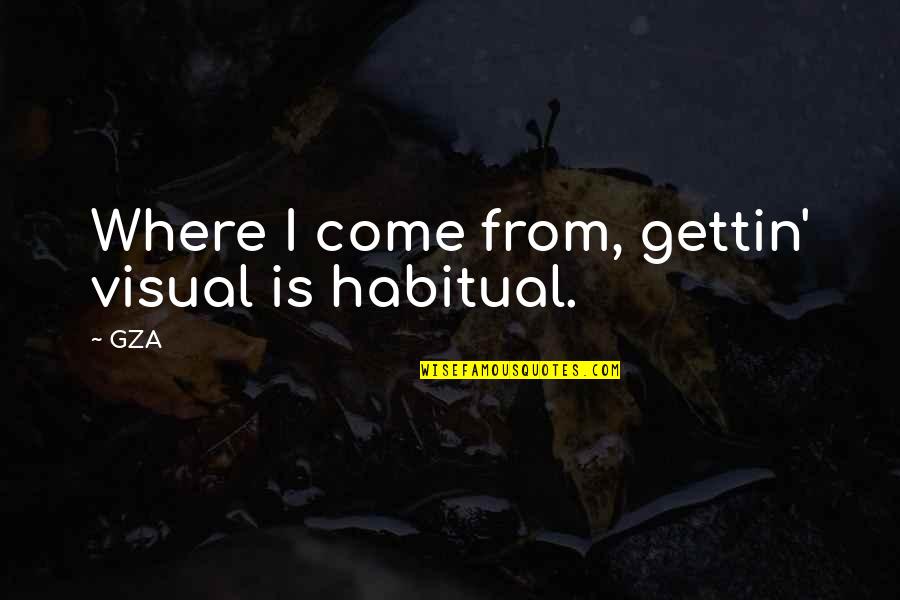 Visual Design Quotes By GZA: Where I come from, gettin' visual is habitual.