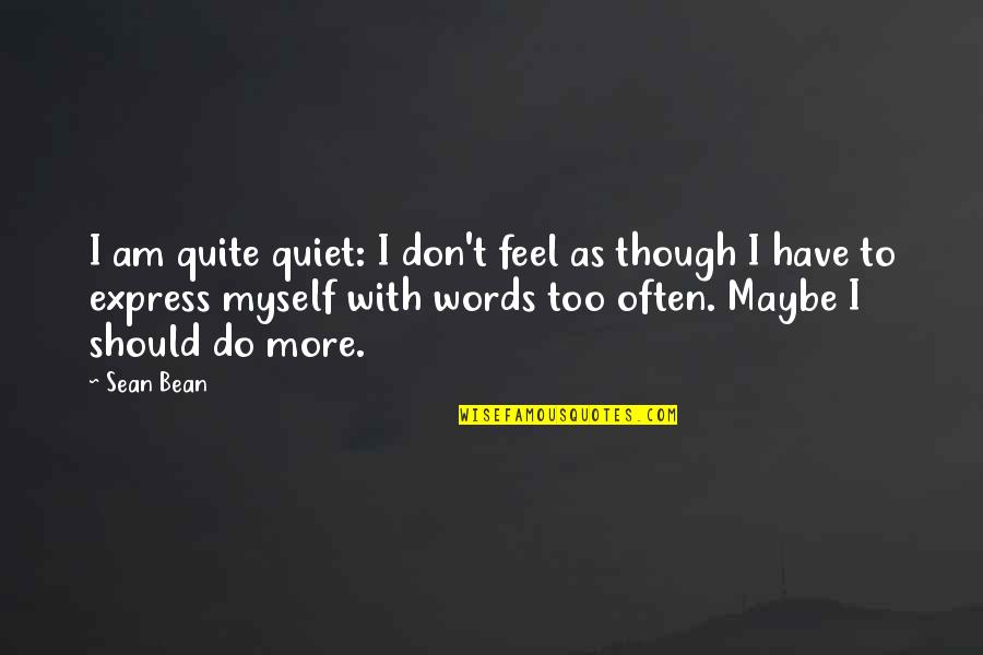 Visuales De La Quotes By Sean Bean: I am quite quiet: I don't feel as
