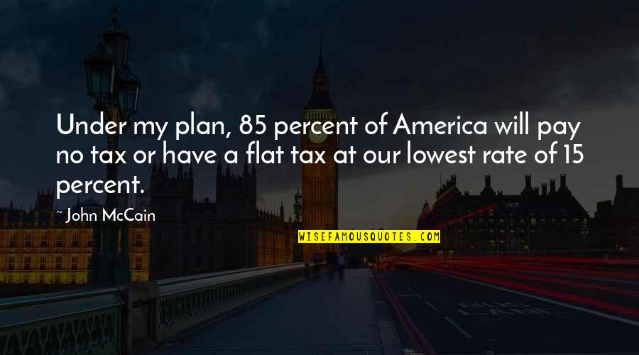 Visuality Quotes By John McCain: Under my plan, 85 percent of America will Visuality Quotes By John McCain: Under my plan, 85 percent of America will