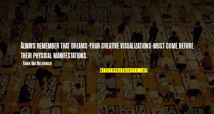 Visualization Quotes By Sarah Ban Breathnach: Always remember that dreams-your creative visualizations-must come before