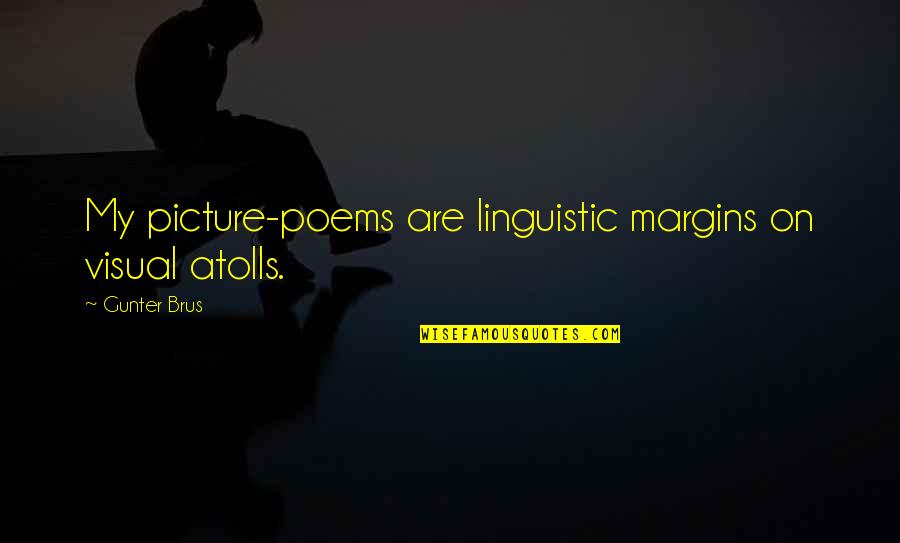 Visuals Quotes By Gunter Brus: My picture-poems are linguistic margins on visual atolls.