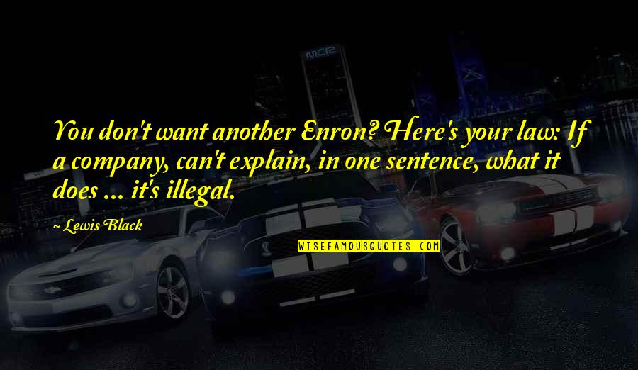 Vitalie Dani Quotes By Lewis Black: You don't want another Enron? Here's your law: