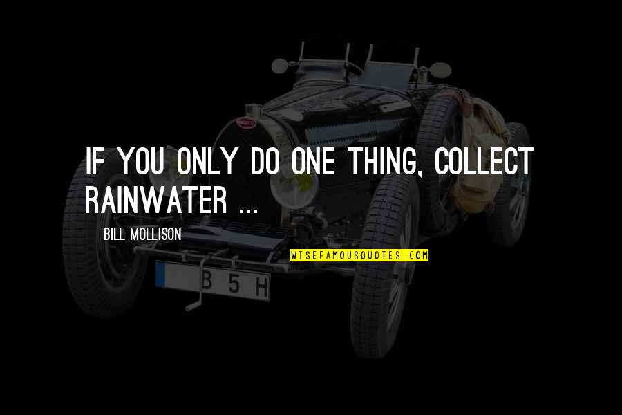 Vitalistic Quotes By Bill Mollison: If you only do one thing, collect rainwater Vitalistic Quotes By Bill Mollison: If you only do one thing, collect rainwater