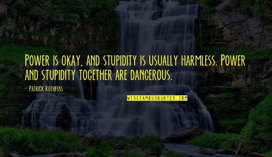 Vitamvas Quotes By Patrick Rothfuss: Power is okay, and stupidity is usually harmless. Vitamvas Quotes By Patrick Rothfuss: Power is okay, and stupidity is usually harmless.