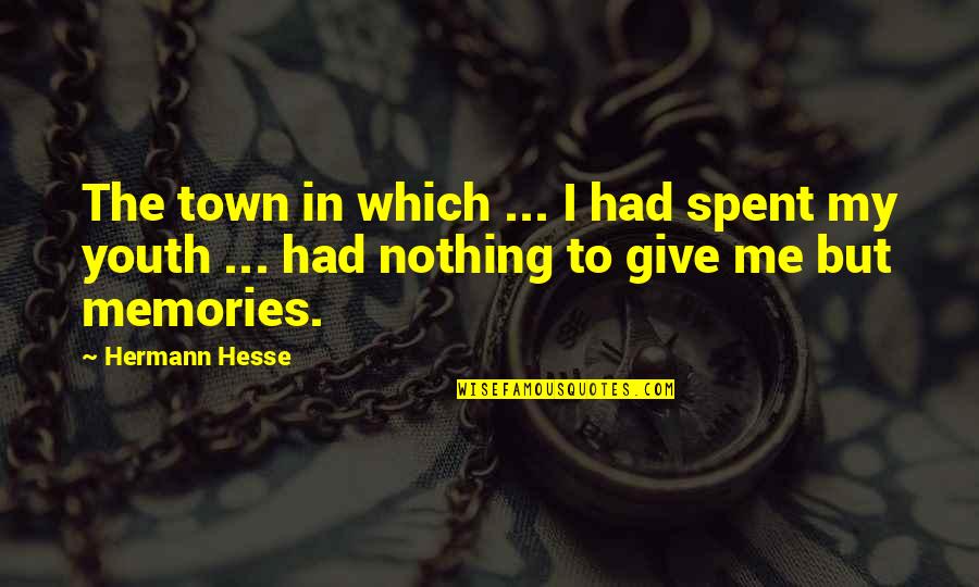Vitchelo Quotes By Hermann Hesse: The town in which ... I had spent