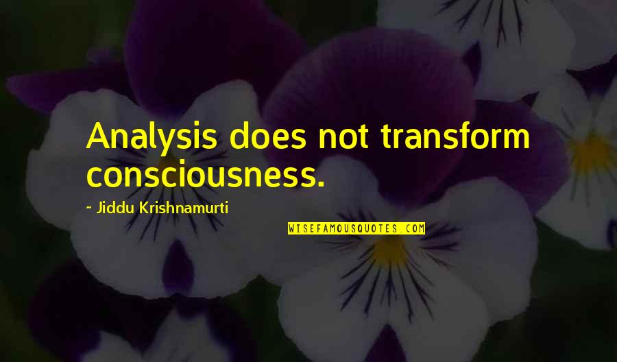 Vitria Escolar Quotes By Jiddu Krishnamurti: Analysis does not transform consciousness.