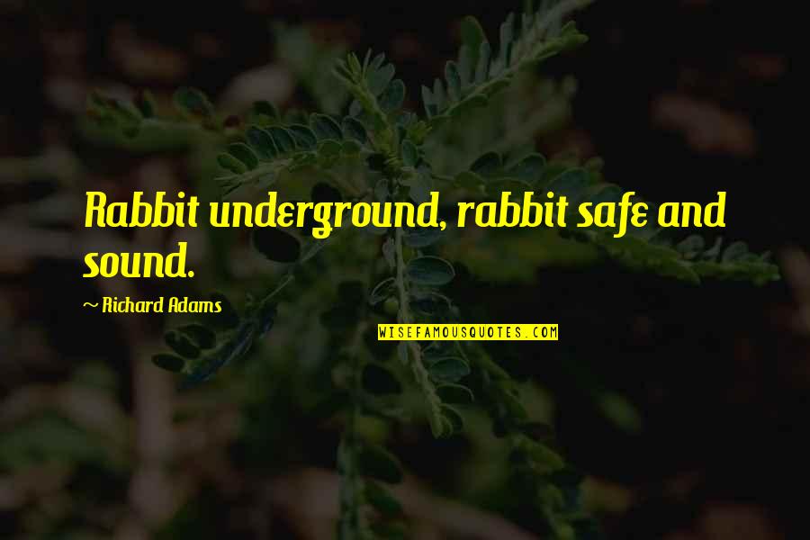 Vituperation Synonyms Quotes By Richard Adams: Rabbit underground, rabbit safe and sound.