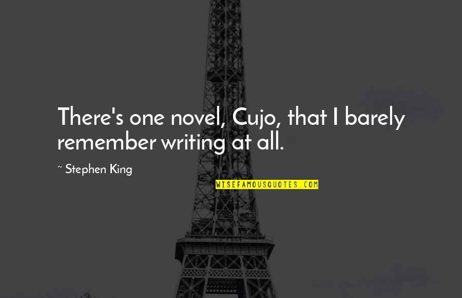 Viura Pronunciation Quotes By Stephen King: There's one novel, Cujo, that I barely remember