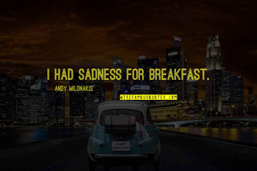 Viuva Negra Quotes By Andy Milonakis: I had sadness for breakfast.
