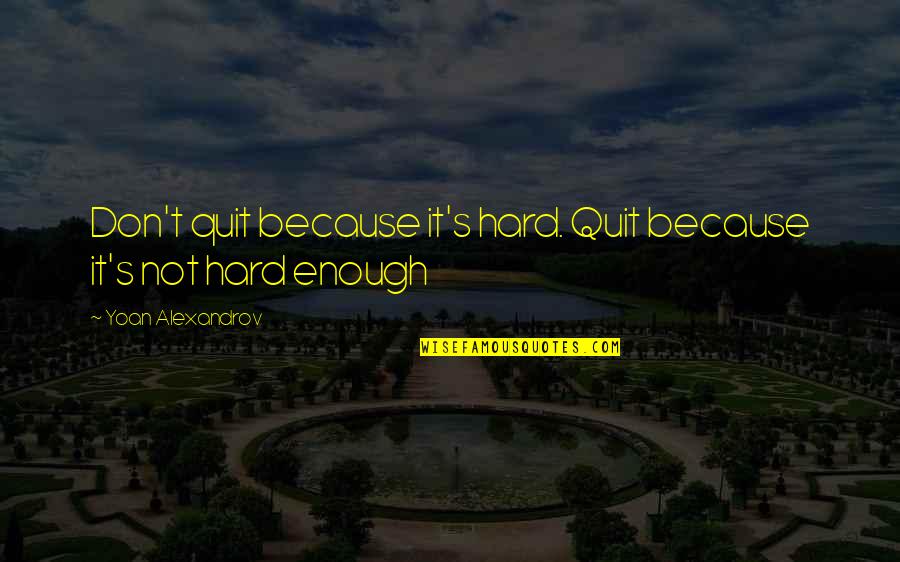 Vivianit Quotes By Yoan Alexandrov: Don't quit because it's hard. Quit because it's Vivianit Quotes By Yoan Alexandrov: Don't quit because it's hard. Quit because it's