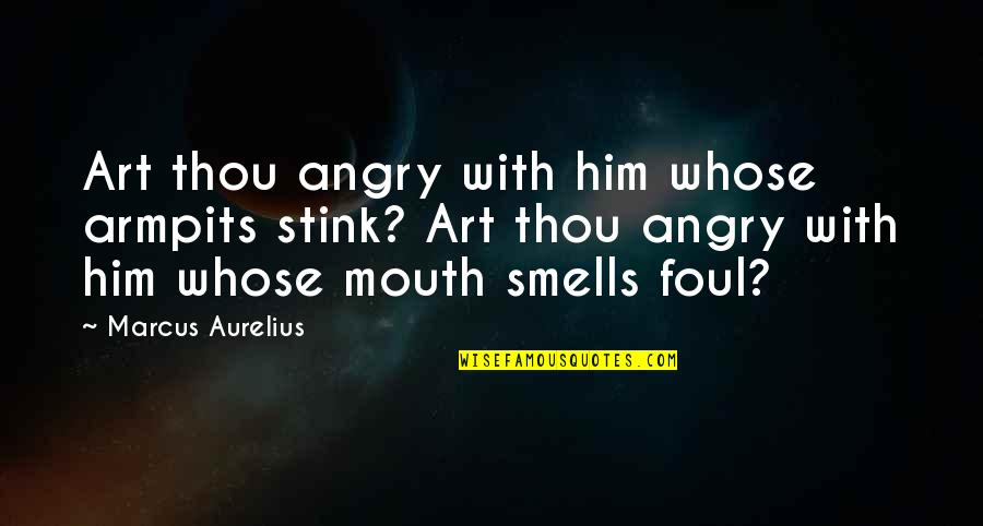 Vizinha Boa Quotes By Marcus Aurelius: Art thou angry with him whose armpits stink? Vizinha Boa Quotes By Marcus Aurelius: Art thou angry with him whose armpits stink?