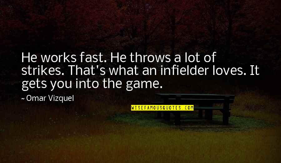 Vizquel Quotes By Omar Vizquel: He works fast. He throws a lot of