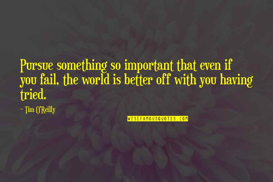 Vjetra Quotes By Tim O'Reilly: Pursue something so important that even if you