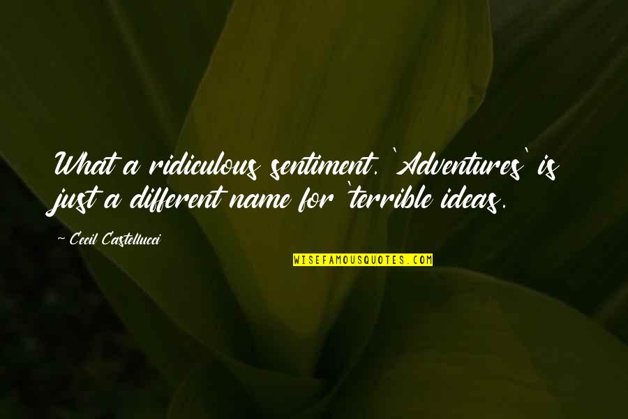 Vladin Re Quotes By Cecil Castellucci: What a ridiculous sentiment. 'Adventures' is just a Vladin Re Quotes By Cecil Castellucci: What a ridiculous sentiment. 'Adventures' is just a