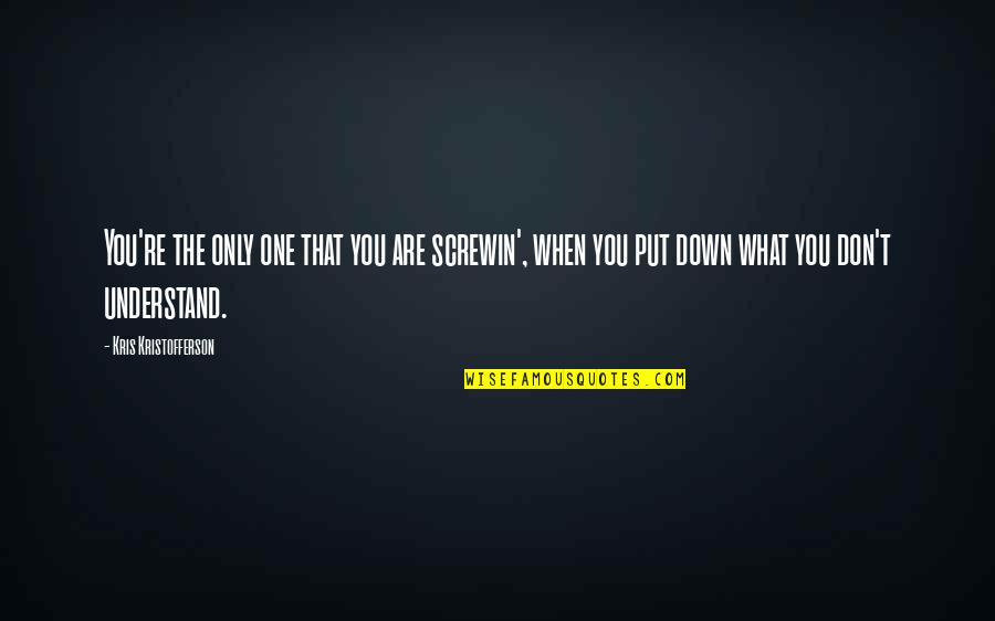 Vladmir Tod Quotes By Kris Kristofferson: You're the only one that you are screwin',
