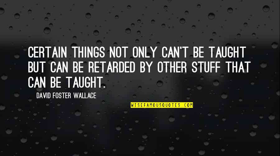Vliegende Mieren Quotes By David Foster Wallace: Certain things not only can't be taught but