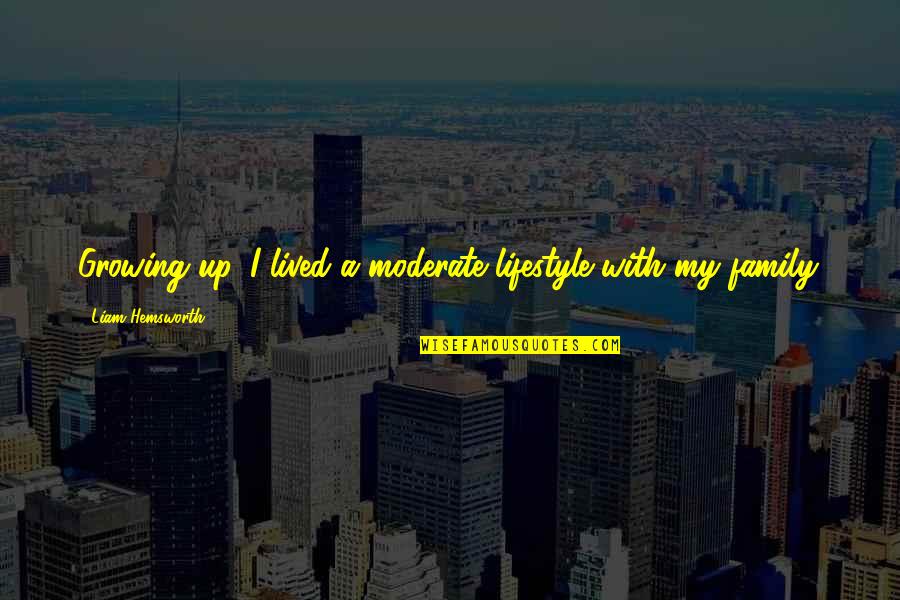 Vliestapete Quotes By Liam Hemsworth: Growing up, I lived a moderate lifestyle with