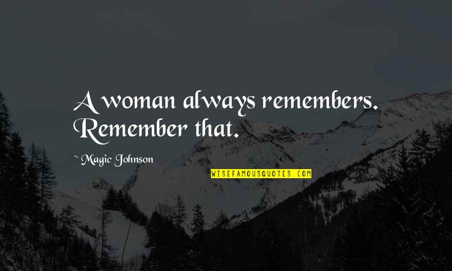 Vloek Betekenis Quotes By Magic Johnson: A woman always remembers. Remember that.