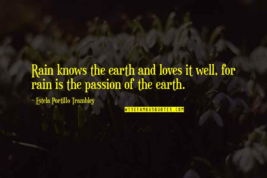 Vn Messenger Quotes By Estela Portillo Trambley: Rain knows the earth and loves it well,