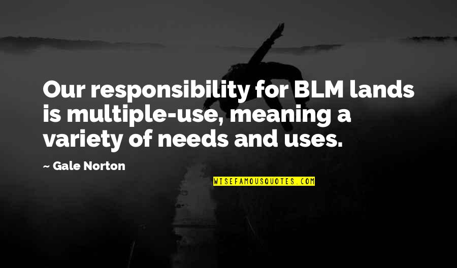 Vocabulario En Quotes By Gale Norton: Our responsibility for BLM lands is multiple-use, meaning Vocabulario En Quotes By Gale Norton: Our responsibility for BLM lands is multiple-use, meaning