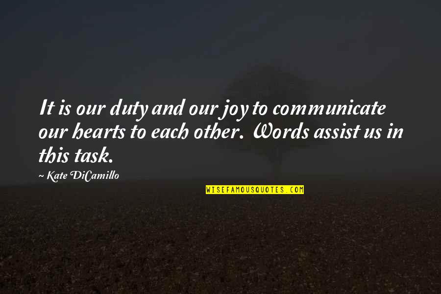 Vocabulary Words For Quotes By Kate DiCamillo: It is our duty and our joy to