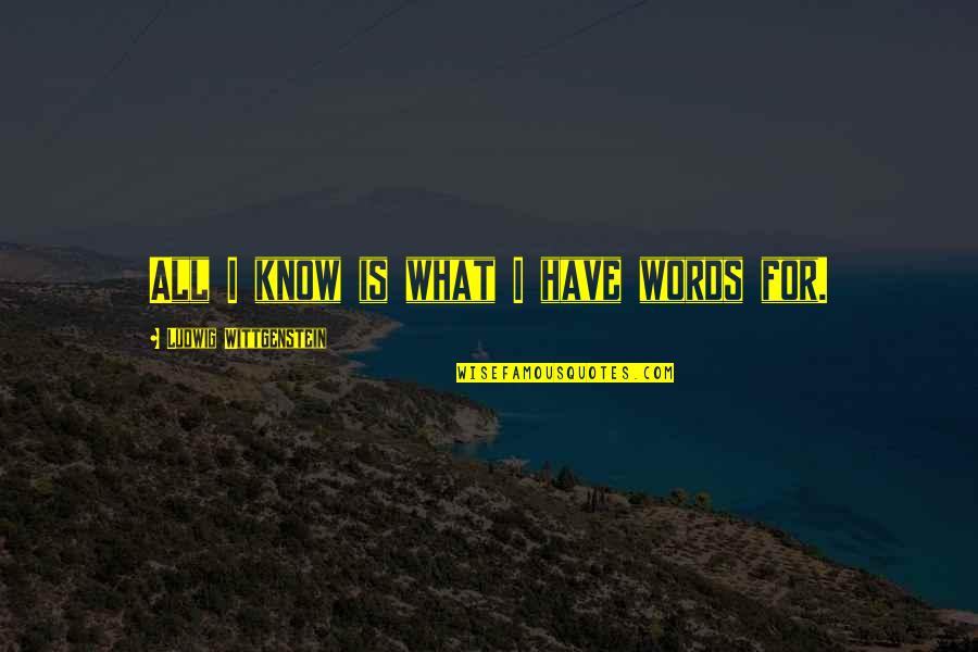 Vocabulary Words Quotes By Ludwig Wittgenstein: All I know is what I have words Vocabulary Words Quotes By Ludwig Wittgenstein: All I know is what I have words