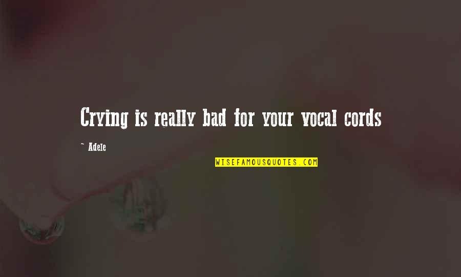 Vocal Cords Quotes By Adele: Crying is really bad for your vocal cords