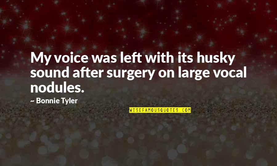 Vocal Quotes By Bonnie Tyler: My voice was left with its husky sound