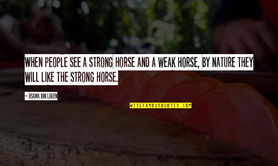 Voegeli Newcomer Quotes By Osama Bin Laden: When people see a strong horse and a