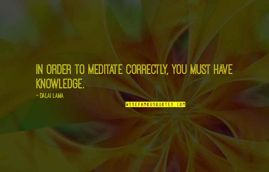 Voelkerding Foundation Quotes By Dalai Lama: In order to meditate correctly, you must have
